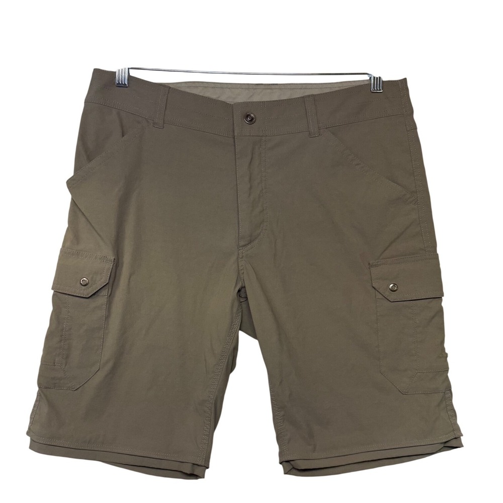 Kuhl Renegade Cargo Shorts Mens 36 Brown‎ Khaki Hiking Outdoor Stealth Zip 10.5"